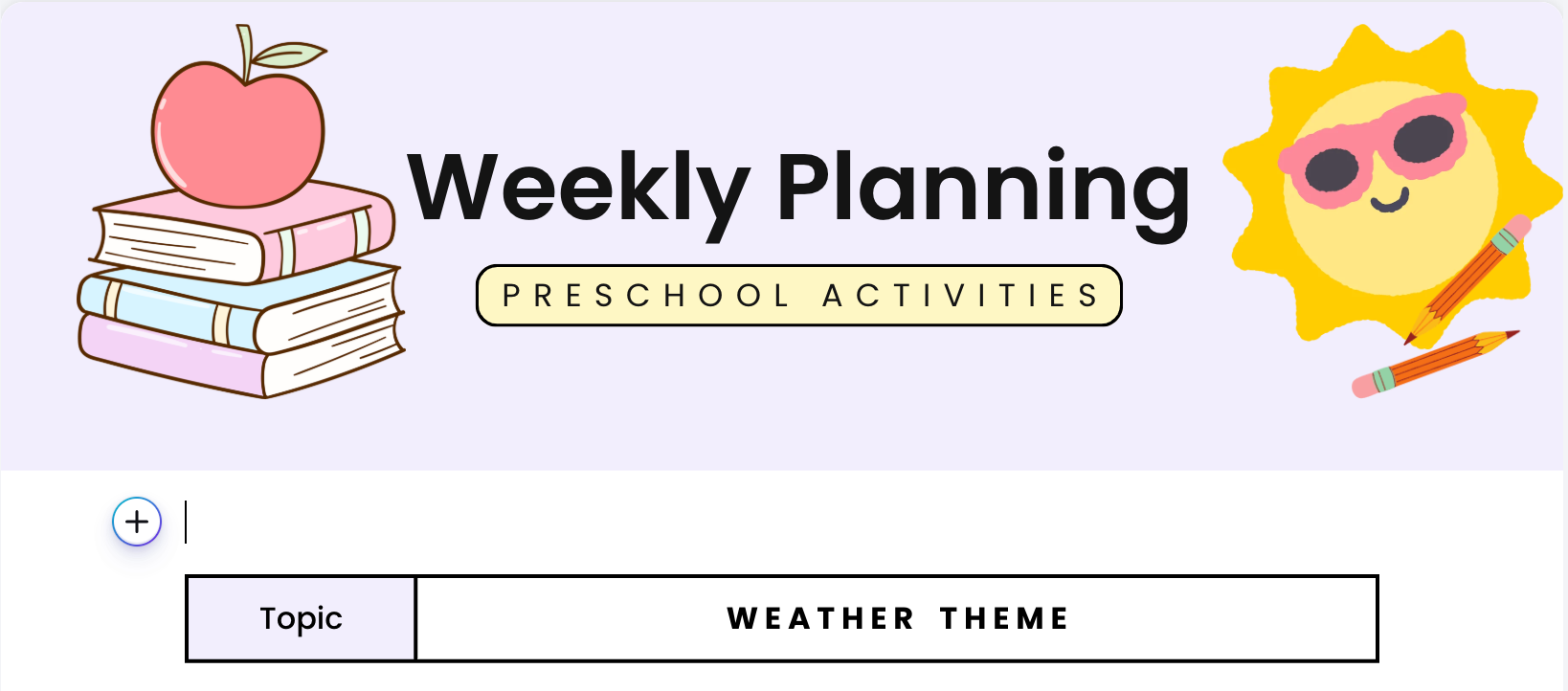 Weather Theme Preschool Activities